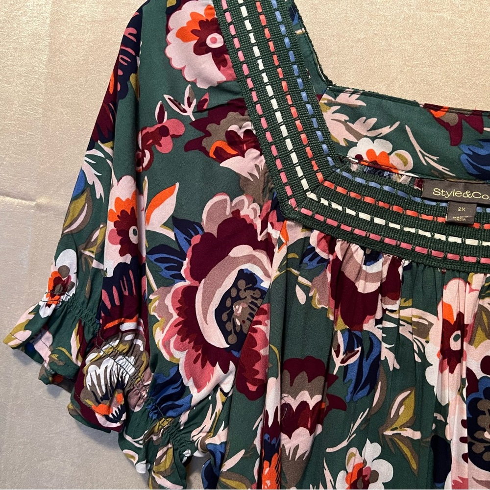 Style & Co for Macy’s Crochet-Trimmed Top in Bloom Green. NWT Perfect - Picture 15 of 16